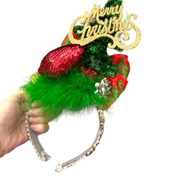 Christmas Headband, Holiday Party Headpiece, Ugly Sweater Party Hair Accessory - Picture 3 of 16